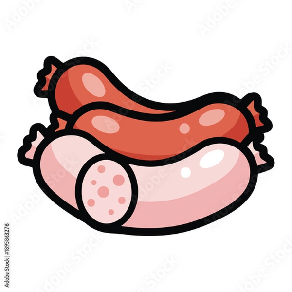 Obraz Two Sausages One Cut Open.