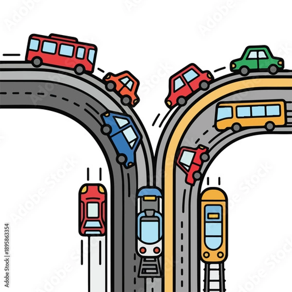 Obraz Vehicles on Highway Interchange Roads.