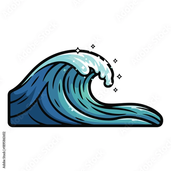Obraz Wavy Ocean Wave Illustration Design Element.