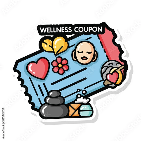 Obraz Wellness Coupon with Spa Elements and Heart.