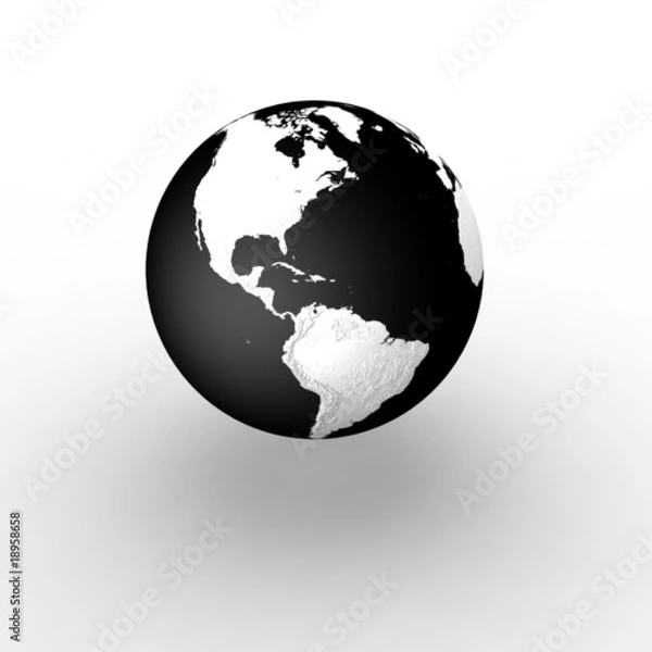 Fototapeta Globe on white background with shadow and reflection