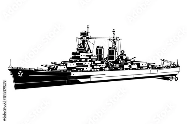 Obraz World War II battleship vector art