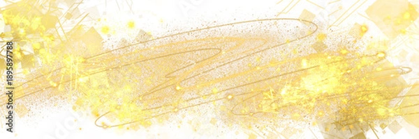 Obraz クリスマス風金のブラシストロークが輝く豪華,横長透過背景