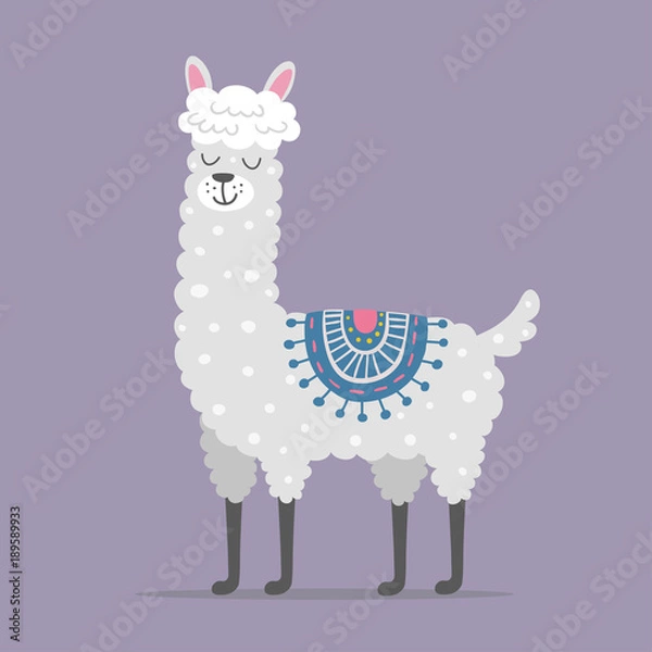 Obraz Cute lama. Vector illustration.