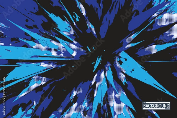 Obraz Dynamic Blue and Black Abstract Burst Background