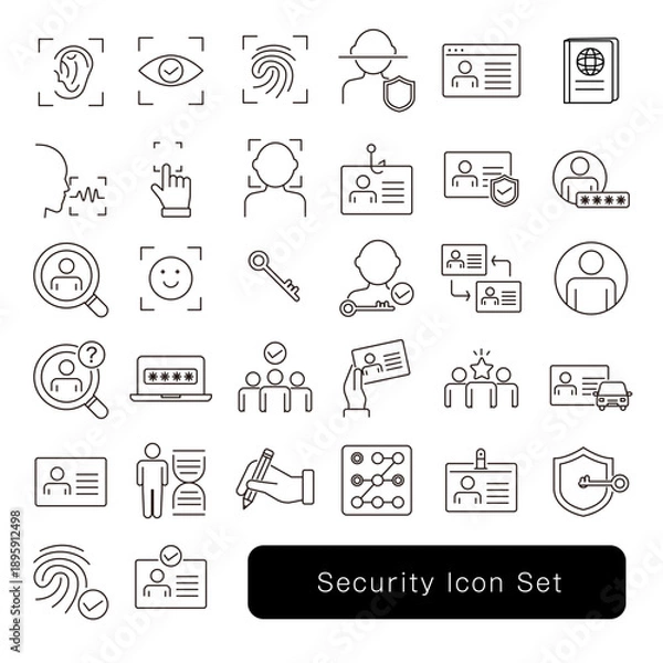 Obraz セキュリティのアイコンセット : パスワード・生体認証素材