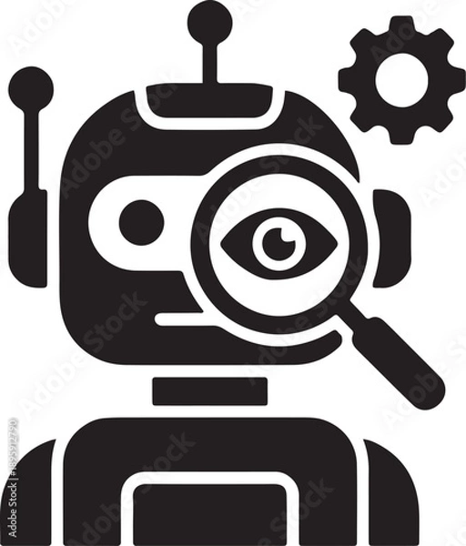 Obraz Autonomous Inspection Agent and Search Bot Vector Icon