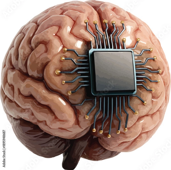Obraz 3D Artificial Intelligence Brain Chip