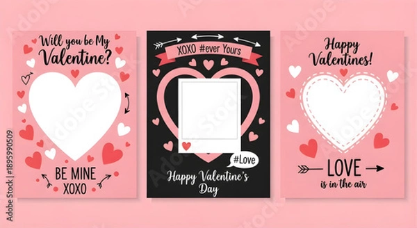 Obraz Valentine card templates with heart frames