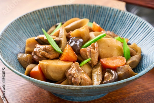 Obraz 鶏肉と根菜の筑前煮（具だくさんの煮物）