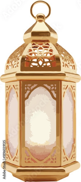 Obraz Golden Festive Lantern with Intricate Patterns