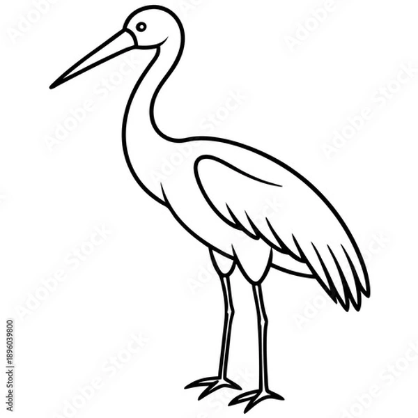 Fototapeta Stork line art vector