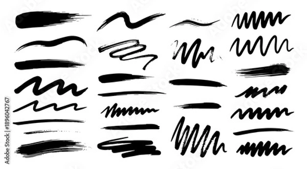 Obraz Dynamic ink swooshes and motion line doodle elements