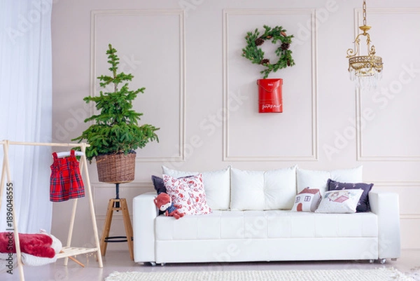 Obraz Christmas decor in a studio with lights