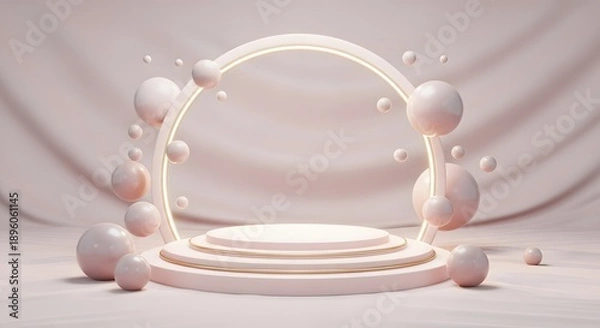 Obraz Abstract Pastel Ring Podium with Soft Decorative Elements