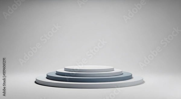 Obraz Minimal Grey Multi-Step Podium on Clean Studio Background