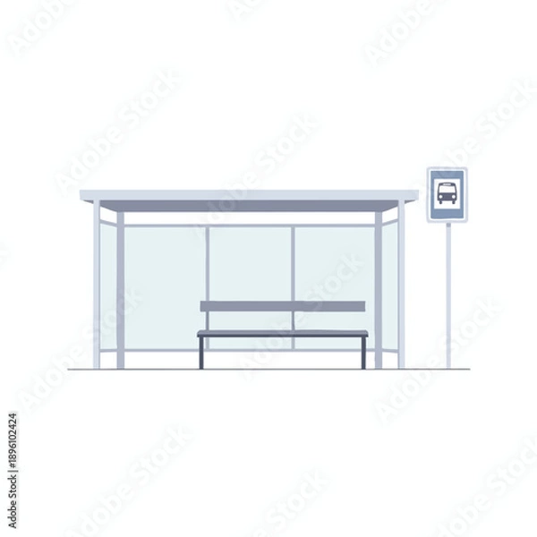 Obraz Minimalist Bus Stop Illustration
