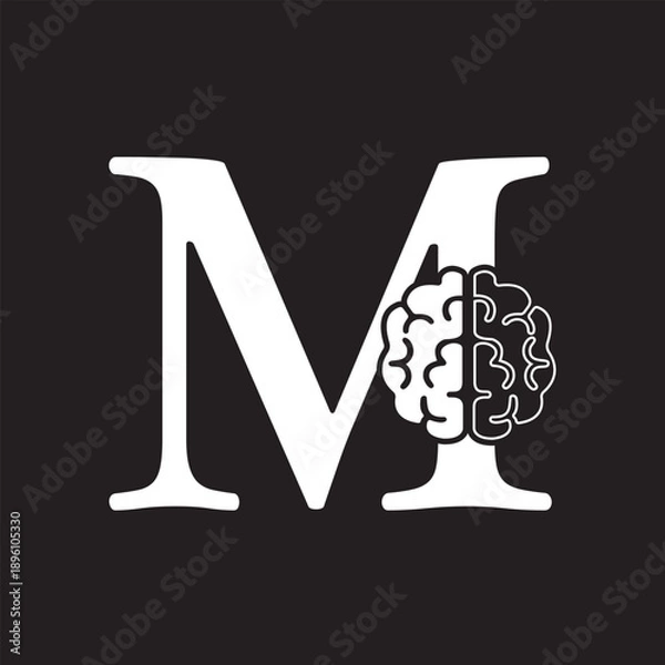 Obraz Initial Brain Logo combine with letter M vector template