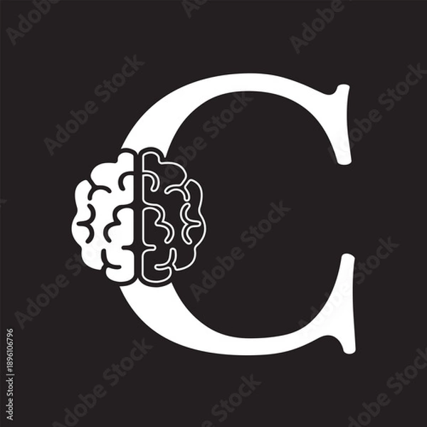 Fototapeta Initial Brain Logo combine with letter C vector template