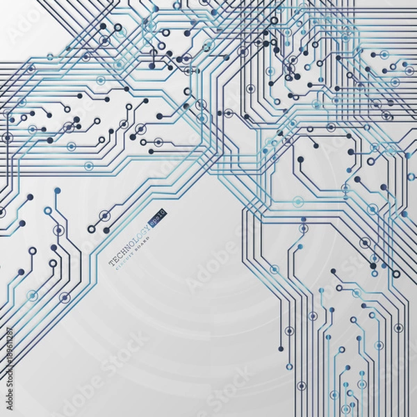 Fototapeta Circuit board, technology background. Vector illustration. EPS 10.