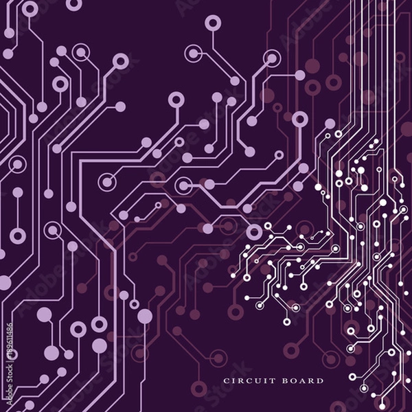 Fototapeta Circuit board, technology background. Vector illustration. EPS 10.