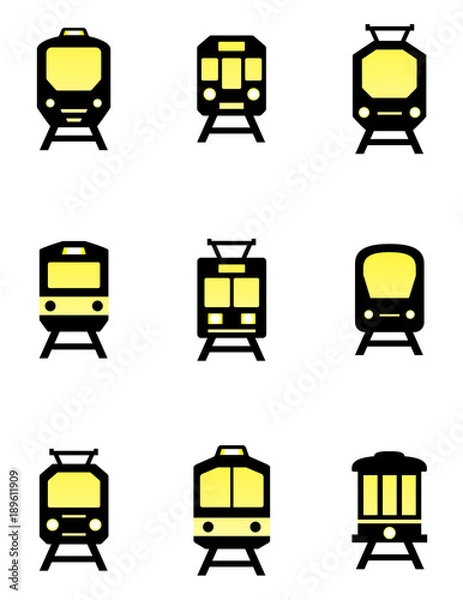 Fototapeta isolated train icons set