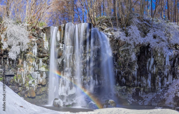 Obraz 冬の唐沢の滝と虹（菅平高原）（パノラマ）