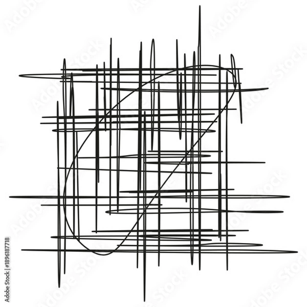 Obraz Messy line sketch. Abstract Vector tangle. Scribble art icon. Rough stroke background.