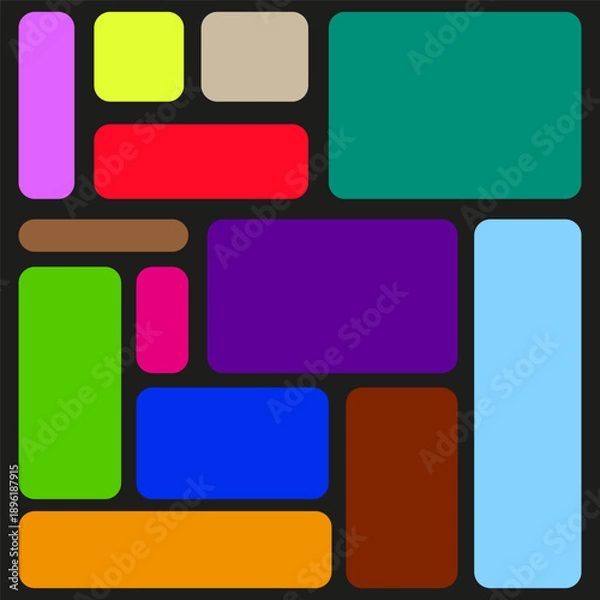 Obraz Colorful block pattern. Abstract rectangle Vector. Geometric brick art. Bright mosaic design.