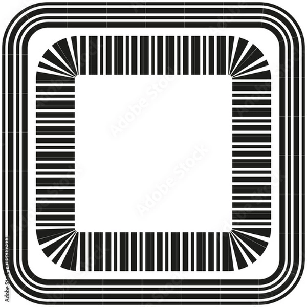 Obraz Barcode frame Vector. Black line border. Square stripe pattern. Abstract edge design.