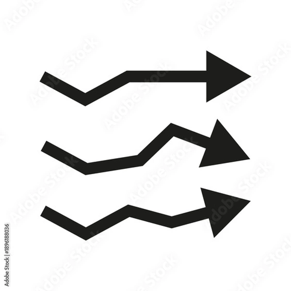 Obraz Zigzag arrow icon. Growth direction symbol. Chart movement Vector. Sharp black line.