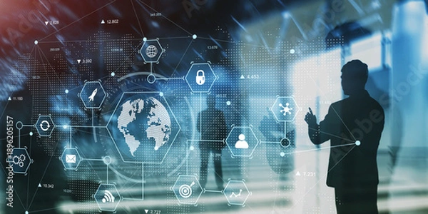 Obraz Digital Global Network Architecture with Data Protection and Connectivity