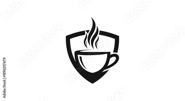 Fototapeta Coffee Cup Shield Logo