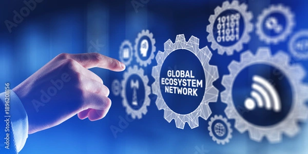 Obraz Global Ecosystem Network Connecting Digital Technologies and Wireless Systems