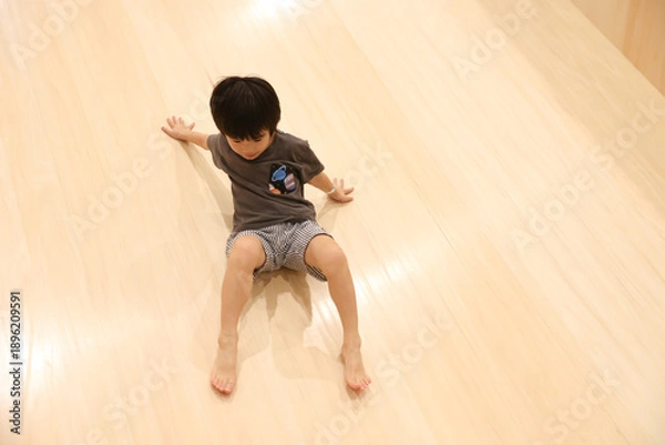 Obraz 室内遊具で遊ぶ男の子