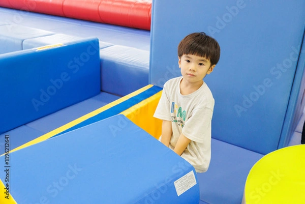 Obraz 室内遊具で遊ぶ男の子