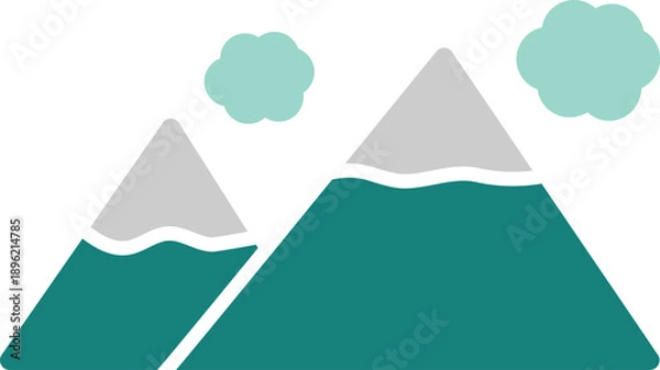 Obraz Mountain range with soft floating clouds