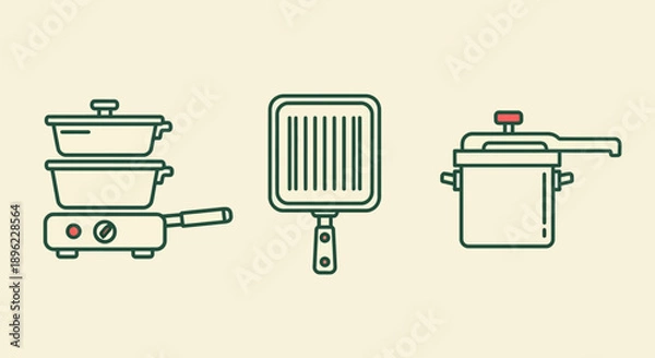 Obraz Kitchen Utensils Illustration Set of Cookware.