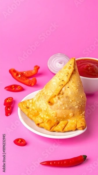 Obraz Golden brown crispy samosa