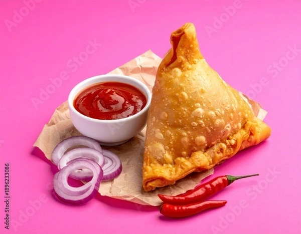 Obraz Golden brown crispy samosa