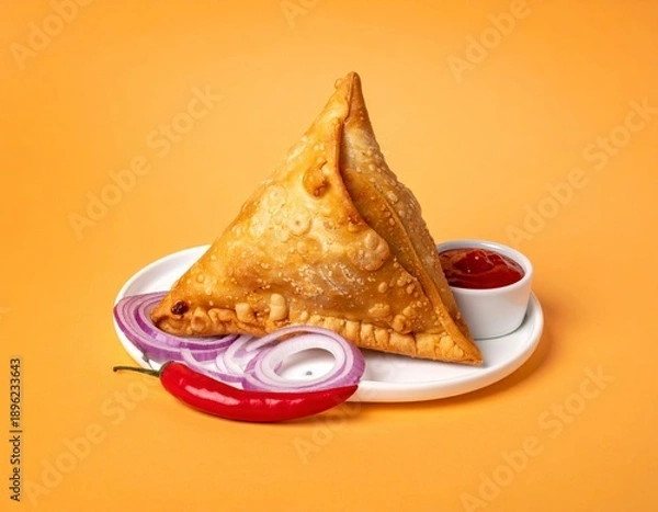 Obraz Golden brown crispy samosa