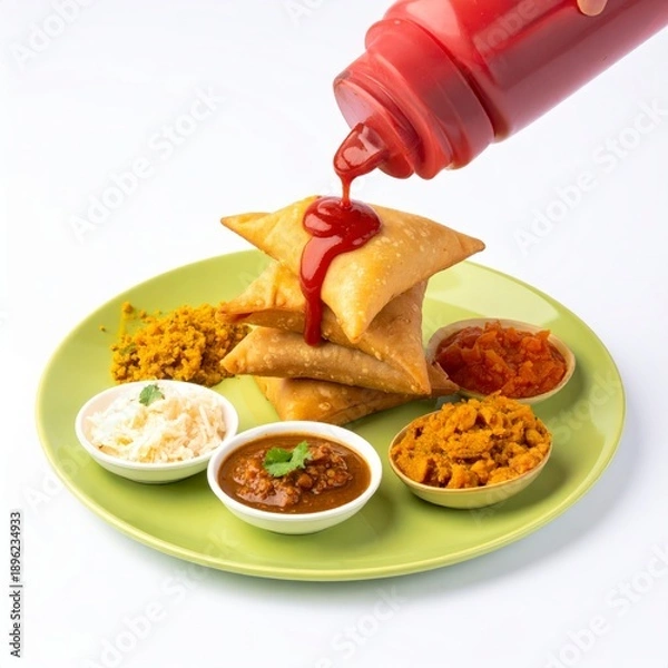 Obraz Golden brown crispy samosa