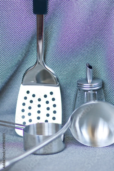 Obraz Composition of cook kitchen instruments. CU.