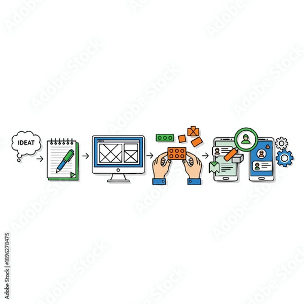 Fototapeta Digital Communication Workflow Illustration