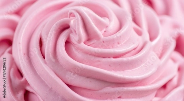 Obraz Swirled pink cream close-up, smooth texture, macro, appetizing