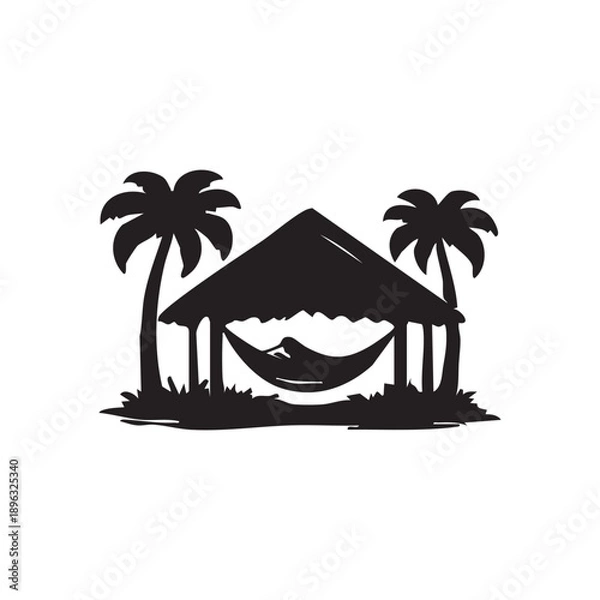 Obraz Hammock Silhouette Vector Illustration