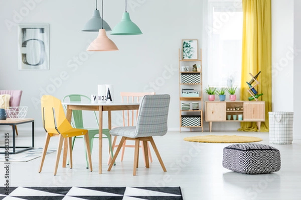Fototapeta Patterned pouf in dining room