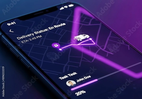 Obraz Mobile App Tracking Delivery Route with Real time Navigation Interface