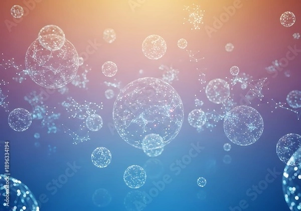 Obraz Abstract Digital Bubbles with Network Mesh on Gradient Background