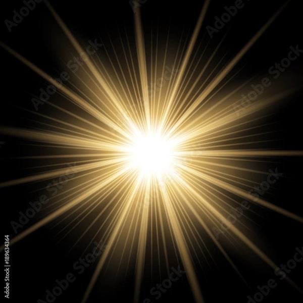 Fototapeta Shining star on transparent background, golden color